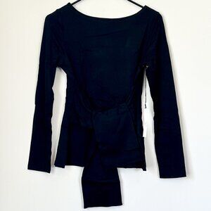 Susana Monaco Black Long Sleeve Wrap-Style Top